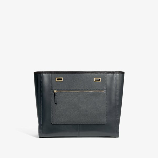 Lo & Sons | The Seville Prima Shell - Nappa & Saffiano Leather - Dark Grey / Gold / Black