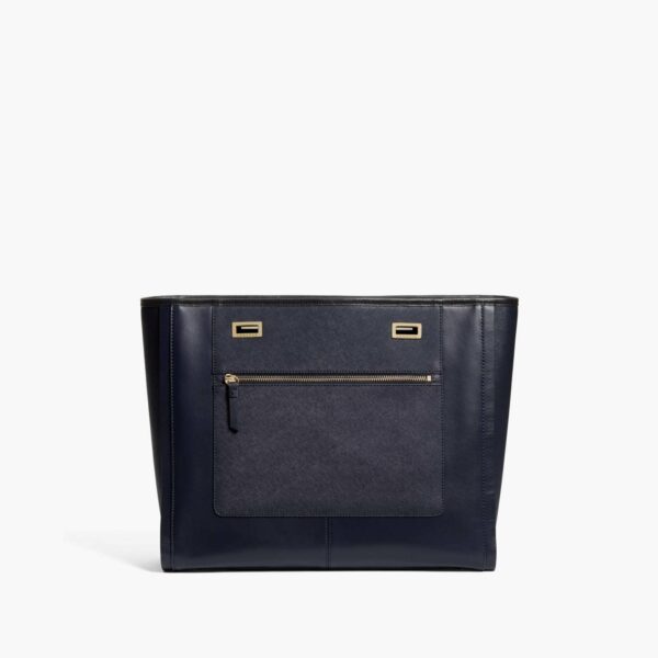 Lo & Sons | The Seville Prima Shell - Nappa & Saffiano Leather - Deep Navy / Gold / Black