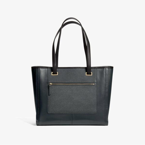 Lo & Sons | The Seville Prima Tote - Nappa & Saffiano Leather - Dark Grey / Gold / Grey