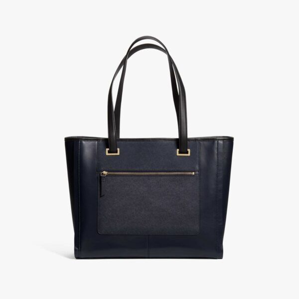 Lo & Sons | The Seville Prima Tote - Nappa & Saffiano Leather - Deep Navy / Gold / Grey