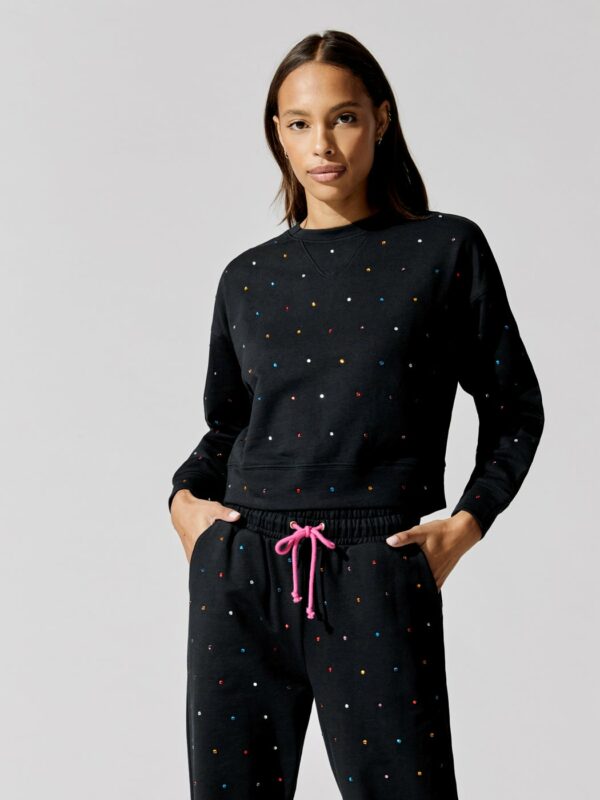 Terez Cotton Gem Sweatshirt - Black Gemstone