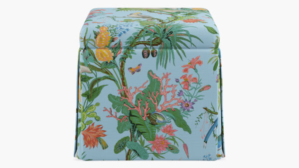 The Inside | Skirted Storage Ottoman | Sky Cinque Terra