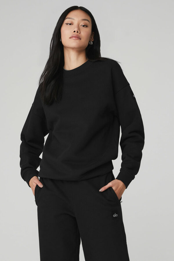 Alo Yoga | Renown Heavy Weight Crewneck Neck Pullover Top in Black