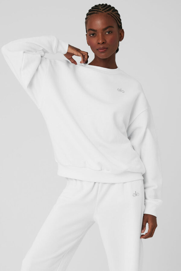 Alo Yoga | Accolade Crewneck Neck Pullover Top in White