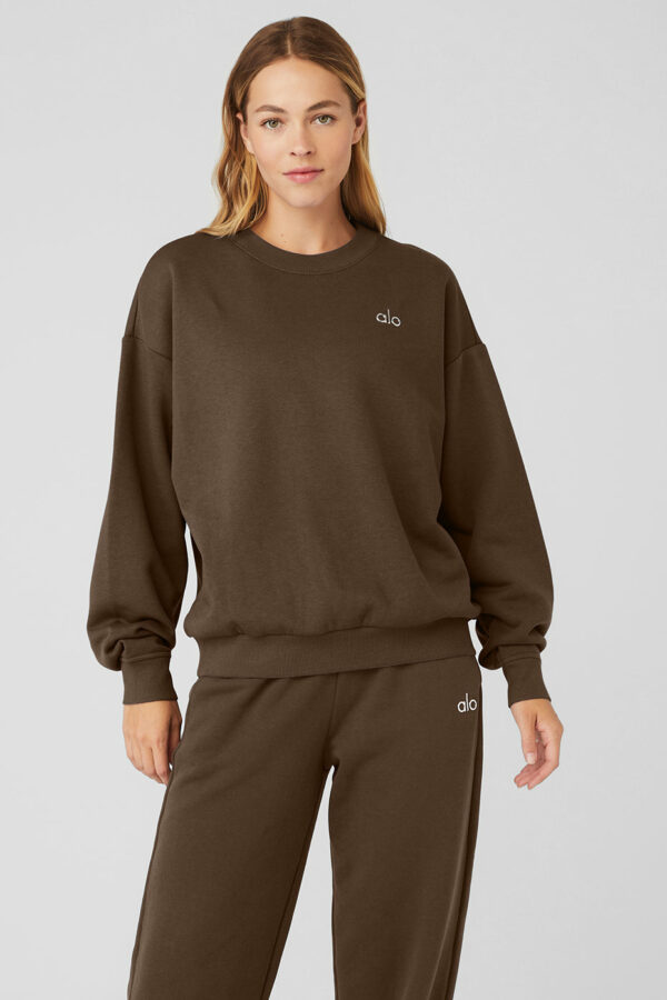 Alo Yoga | Accolade Crewneck Neck Pullover Top in Espresso Brown