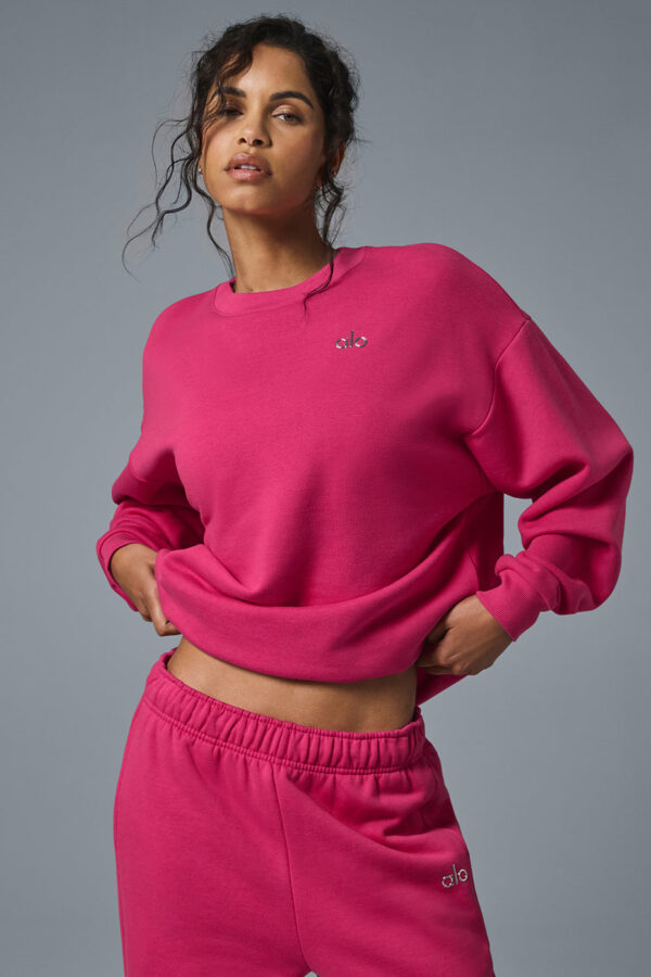 Alo Yoga | Accolade Crewneck Neck Pullover Top in Pink Summer Crush