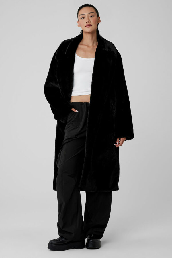 Alo Yoga | Oversized Faux Fur Trench Jacket in Black