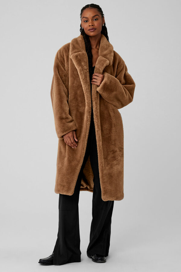 Alo Yoga | Oversized Faux Fur Trench Jacket in Toasted Almond Beige