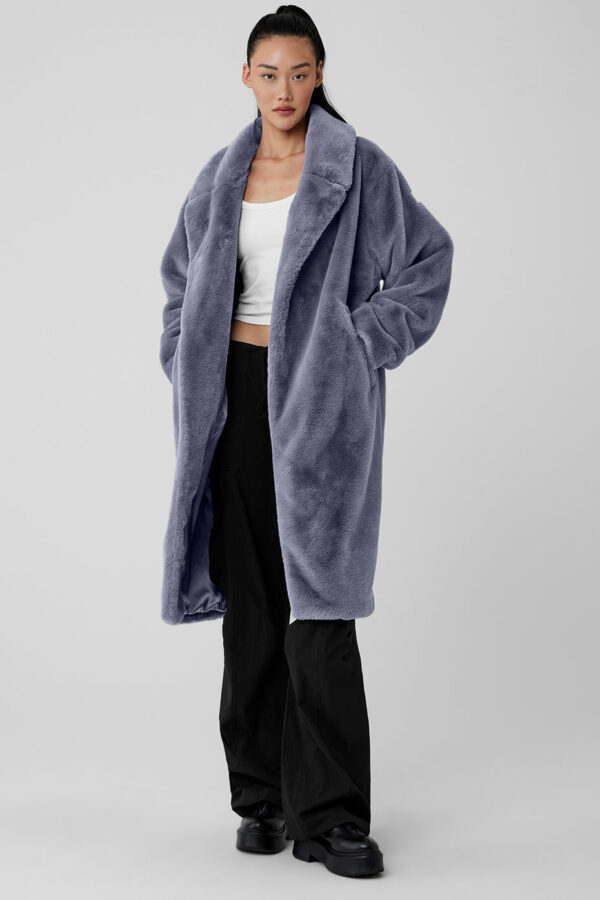 Alo Yoga | Oversized Faux Fur Trench Jacket in Fog Grey