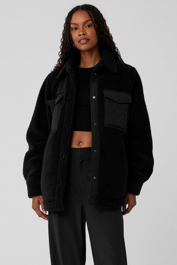 Alo Yoga | Sherpa Edge Shacket Jacket in Black