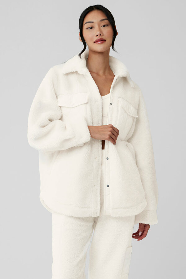 Alo Yoga | Sherpa Edge Shacket Jacket in Ivory White