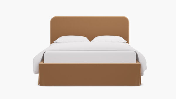 The Inside | Skirted Platform Bed | Camel Performance Plush Velvet