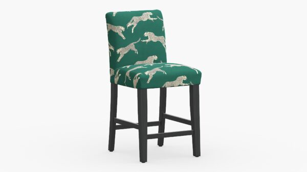 The Inside | Classic Dining Counter Stool | Polo Green Cheetah | Black