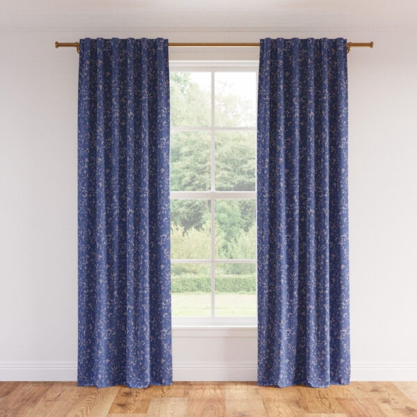 The Inside | Printed Linen Unlined Curtain | 50" x 96" | Blue Mariposa