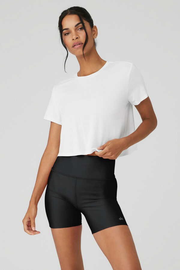 Alo Yoga | Cropped All Day Short Sleeve Top in White