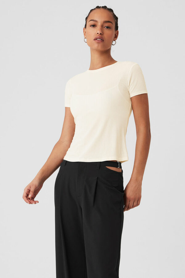 Alo Yoga | Ribbed Sea Coast T-Shirt in Ivory White