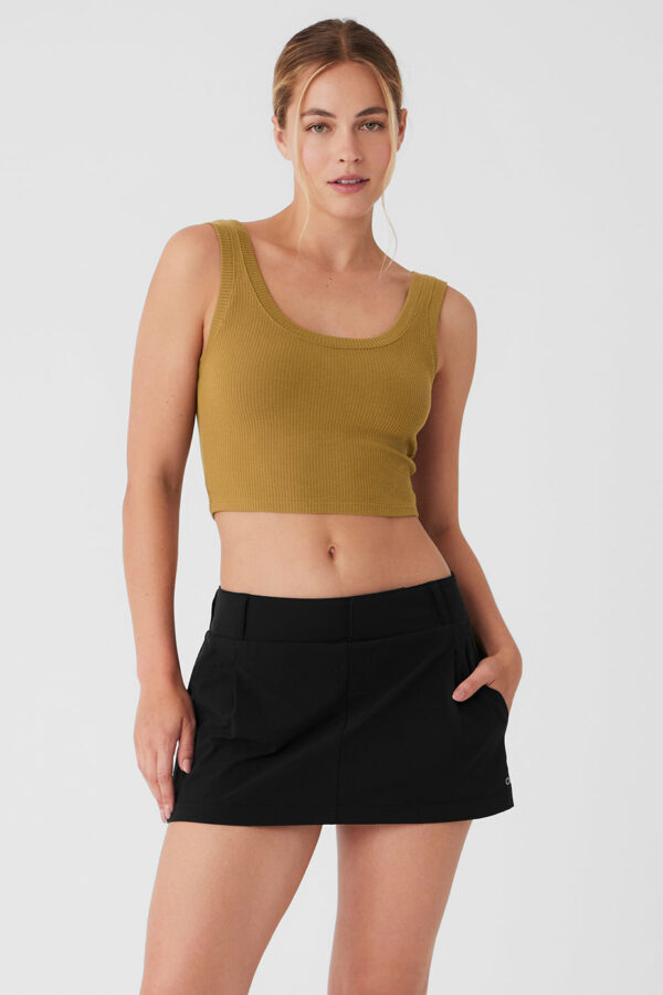 Alo Yoga | Ribbed Wellness Tank Top in Golden Olive Branch Yellow