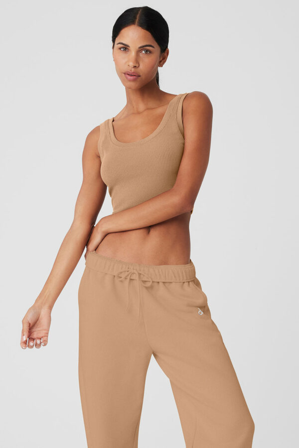 Alo Yoga | Ribbed Wellness Tank Top in Toasted Almond Beige