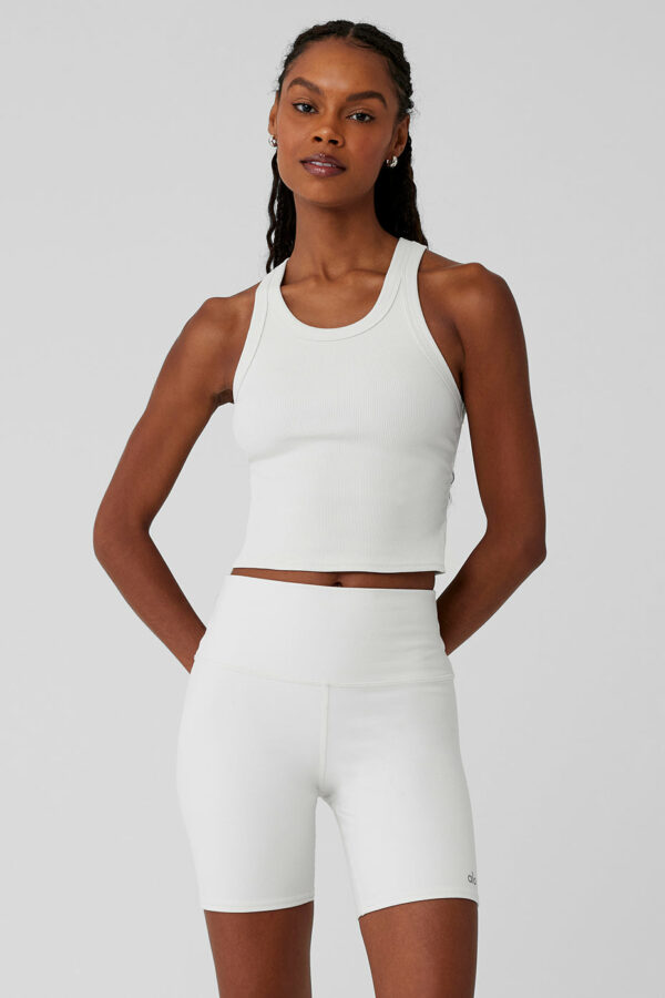 Alo Yoga | Goddess Ribbed Go-To Tank Top in White