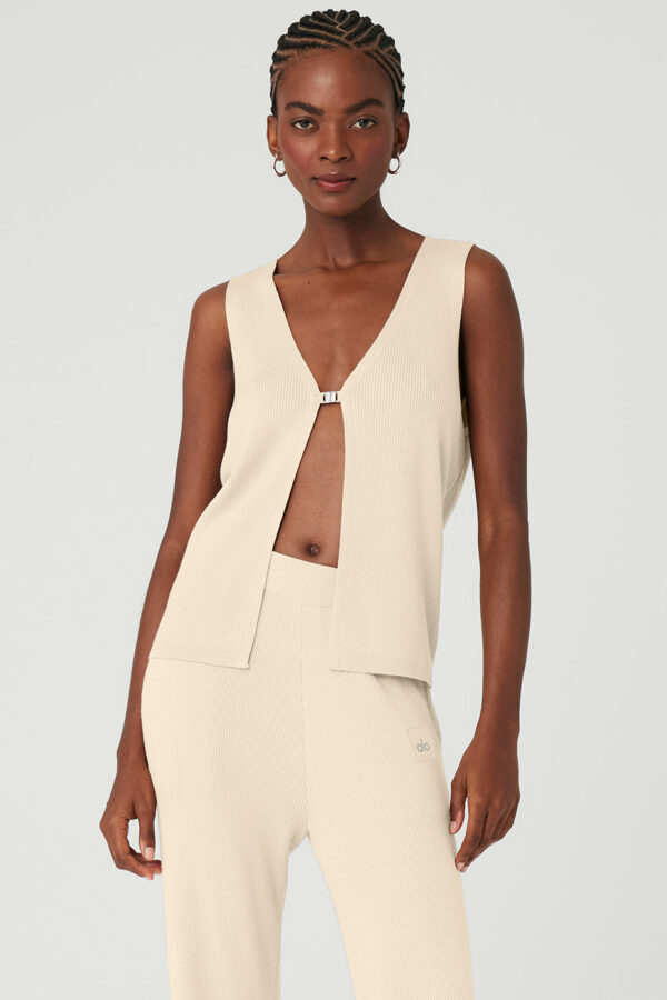 Alo Yoga | Knit Salana Tank Top in Macadamia Beige