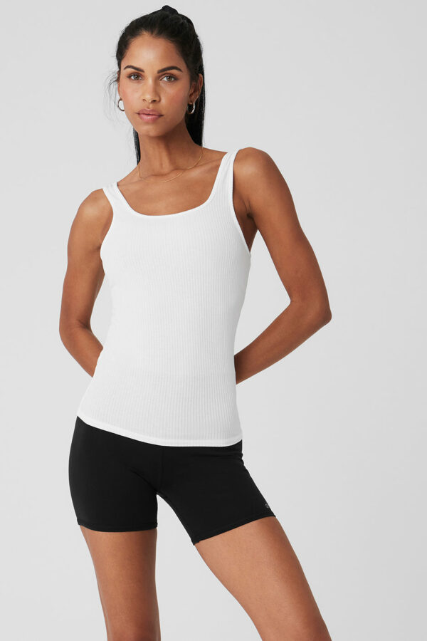 Alo Yoga | Ribbed Sea Coast Scoop Neck Tank Top in White