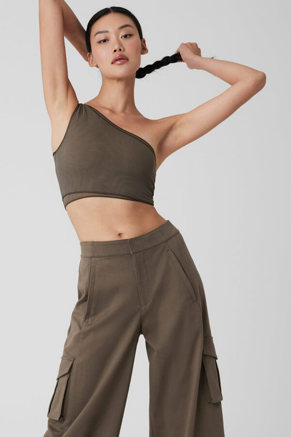 Alo Yoga | Mesh Sheer Illusion Tank Top in Olive Tree Brown