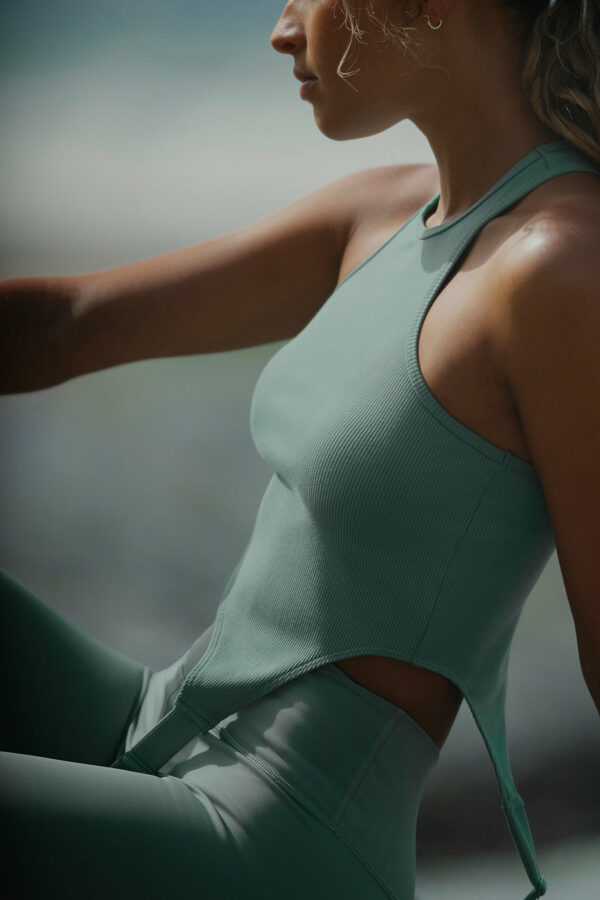 Alo Yoga | Alosoft Ribbed Revelation Tank Top in Botanical Green