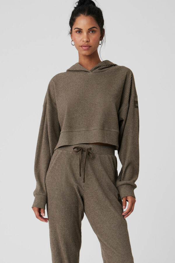 Alo Yoga | Muse Hoodie in Olive Tree Heather Brown