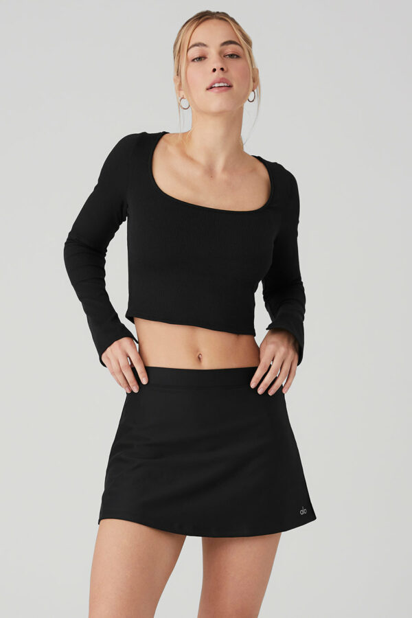 Alo Yoga | Alosoft Ribbed Show Stopper Long Sleeve Top in Black