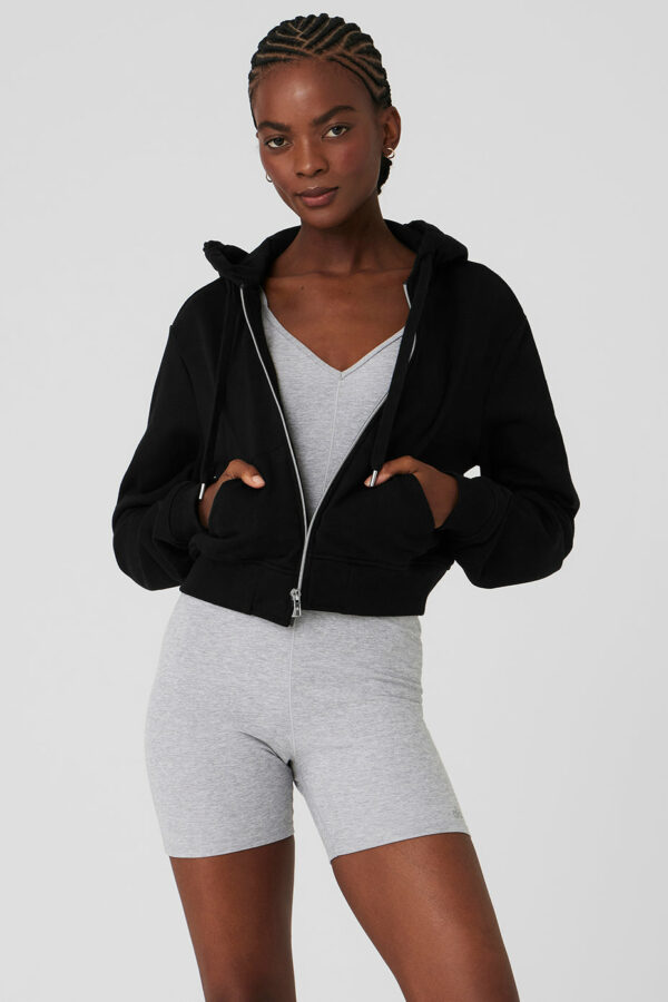 Alo Yoga | Routine Cropped Zip Hoodie in Black