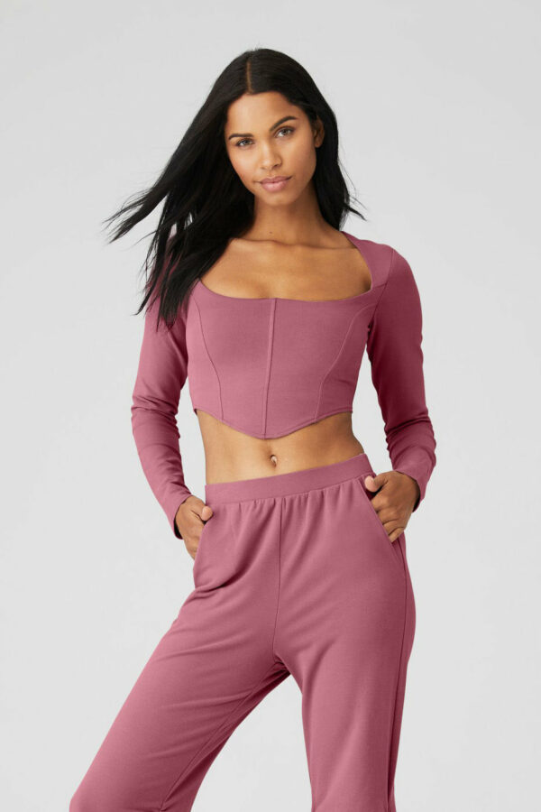 Alo Yoga | Soft Sculpt Long Sleeve Top in Mars Clay Pink