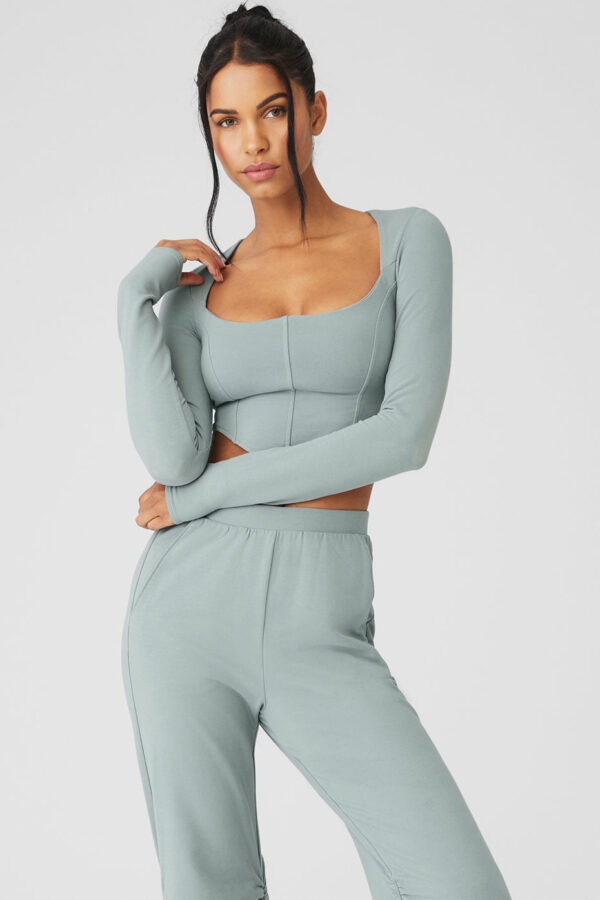 Alo Yoga | Soft Sculpt Long Sleeve Top in Cosmic Grey