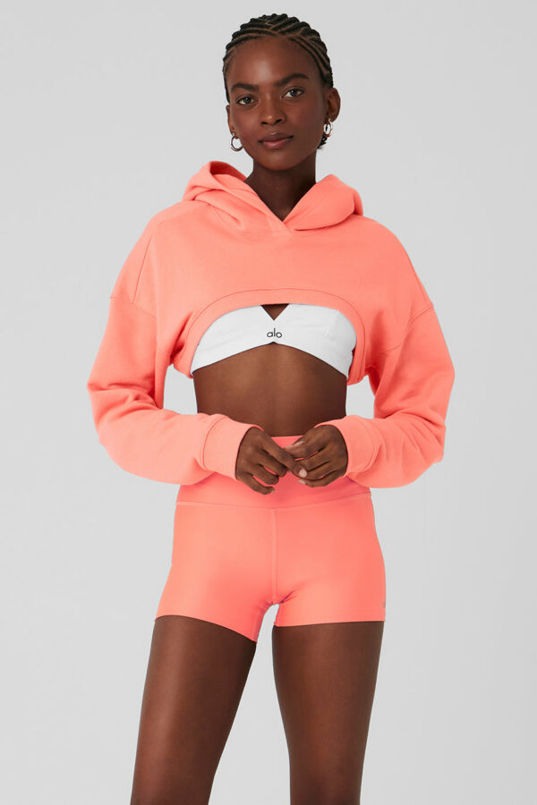 Alo Yoga | Cropped Shrug It Off Hoodie in Candy Orange Pink