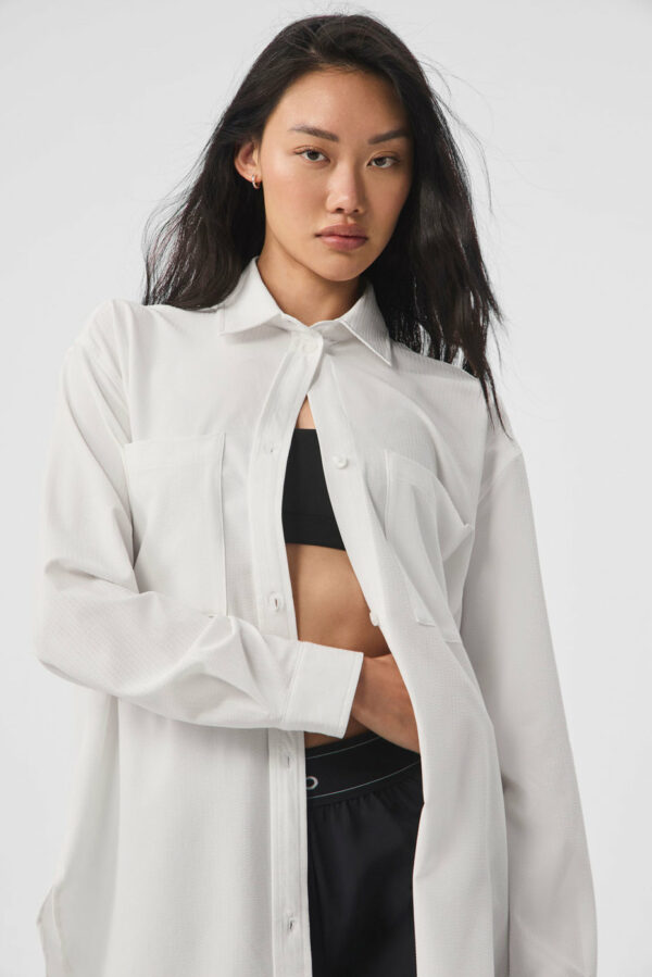 Alo Yoga | Dreamscape Button Down Long Sleeve Jacket in White