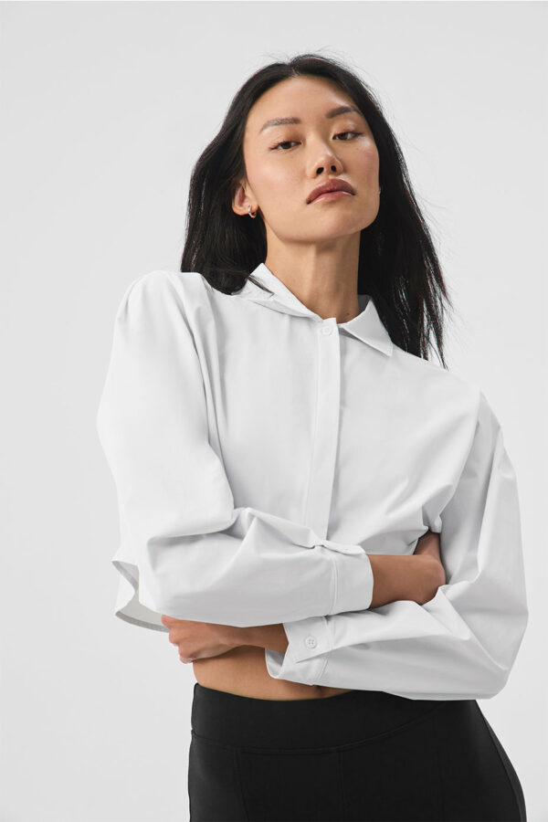 Alo Yoga | Cropped Take Me Out Button Up Jacket in White