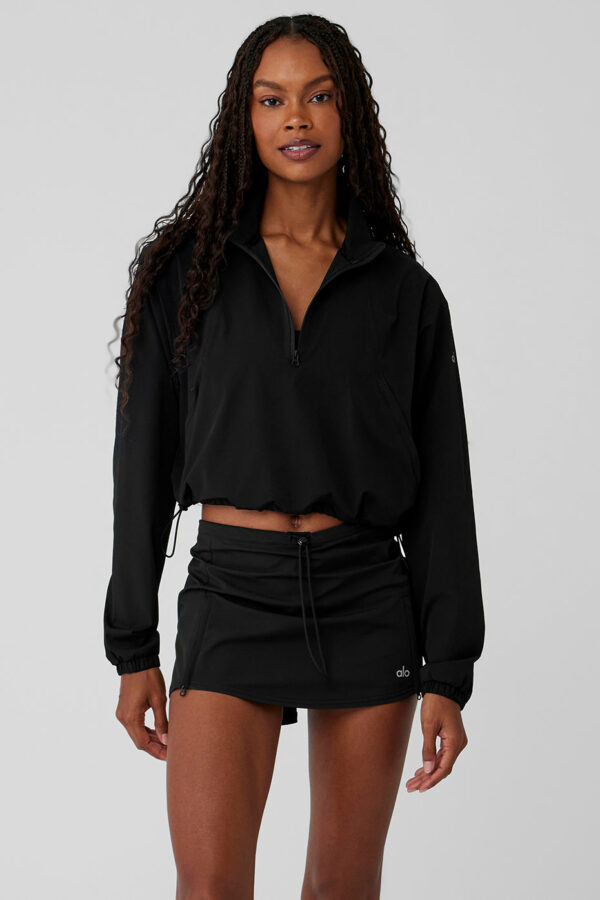 Alo Yoga | 1/4 Zip Cropped In The Lead Coverup Sweatshirt in Black