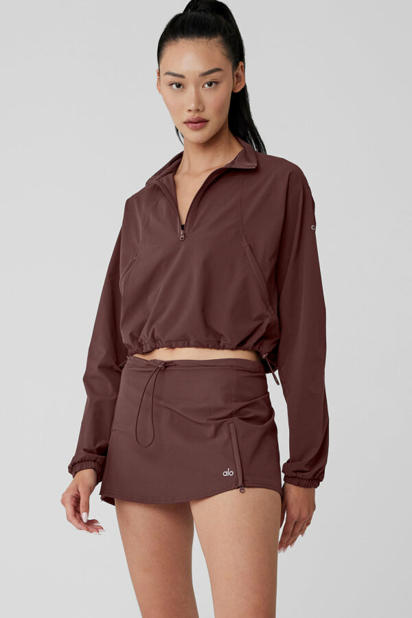 Alo Yoga | 1/4 Zip Cropped In The Lead Coverup Sweatshirt in Cherry Cola Brown