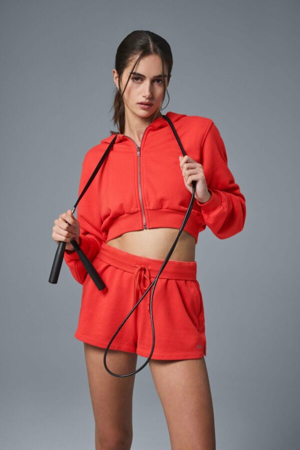 Alo Yoga | Sweet Escape Zip Up Hoodie in Red Hot Summer