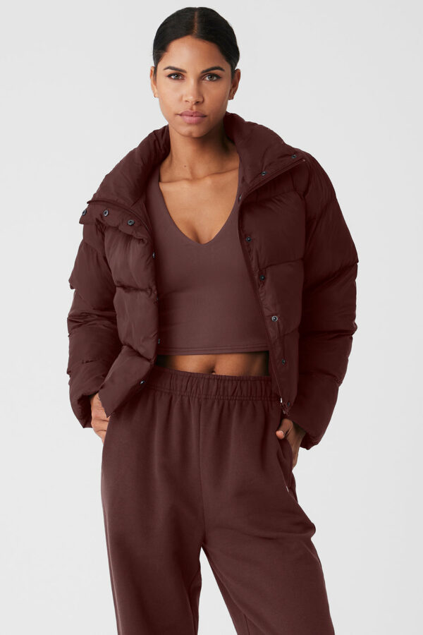 Alo Yoga | Gold Rush Puffer Jacket in Cherry Cola Brown