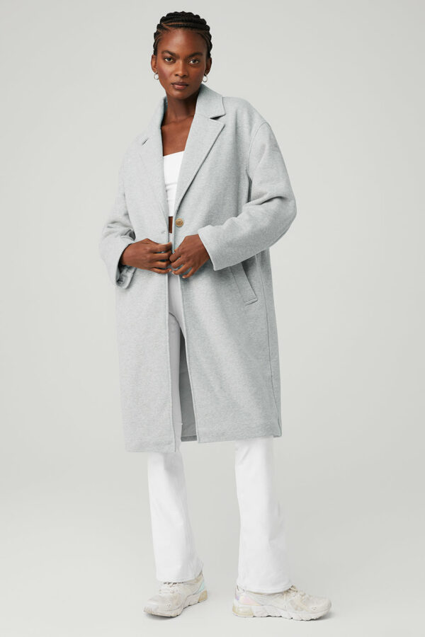 Alo Yoga | VIP Blazer Trench Jacket in Athletic Heather Grey