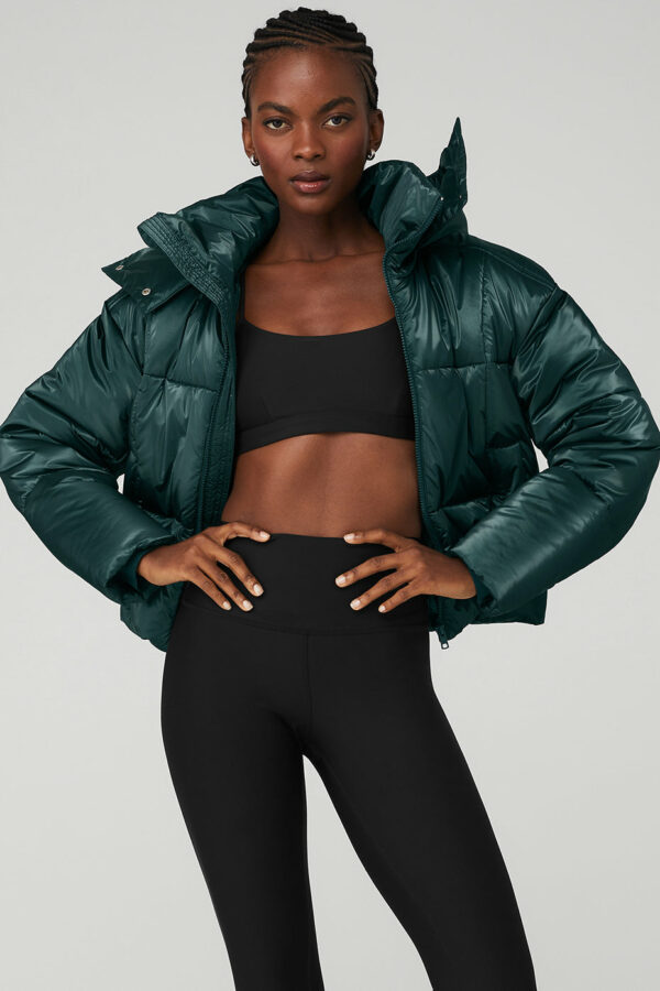 Alo Yoga | Pearlized Pristine Puffer Jacket in Midnight Green