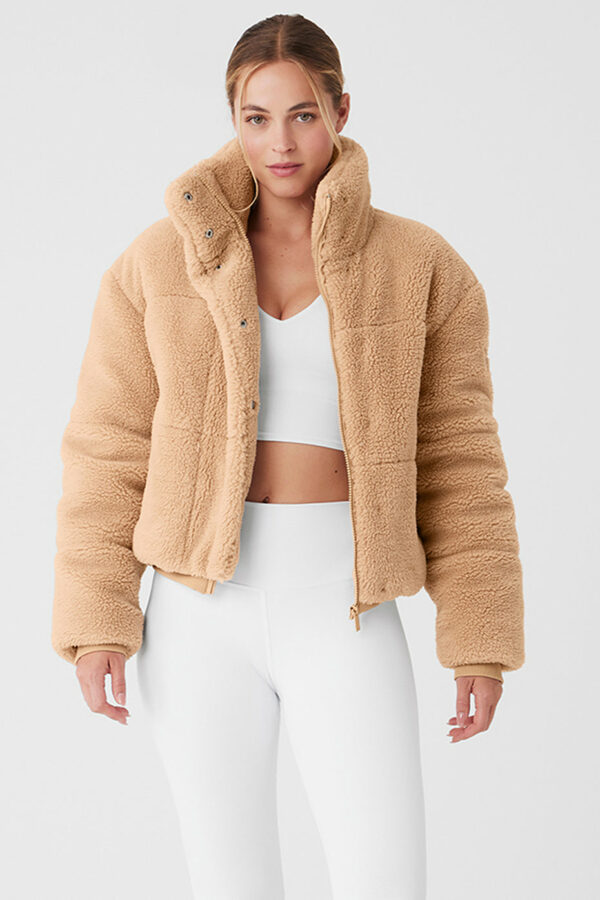 Alo Yoga | Sherpa Snow Angel Puffer Jacket in Camel Beige