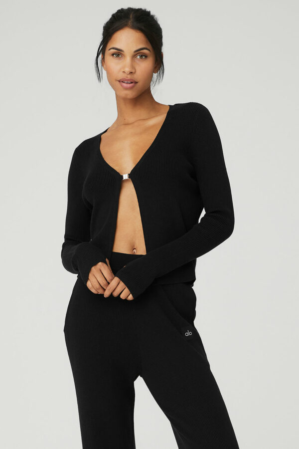 Alo Yoga | Knit Salana Cardigan Top in Black