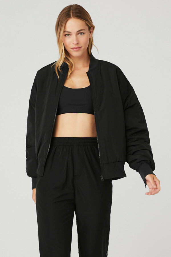 Alo Yoga | Faux Fur Urbanite Bomber Jacket in Black/Ivory