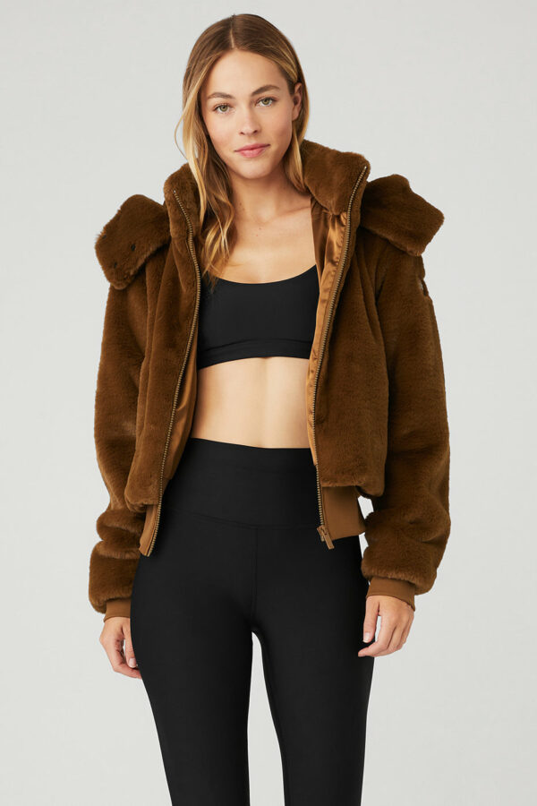 Alo Yoga | Faux Fur Foxy Jacket in Chocolate Brown