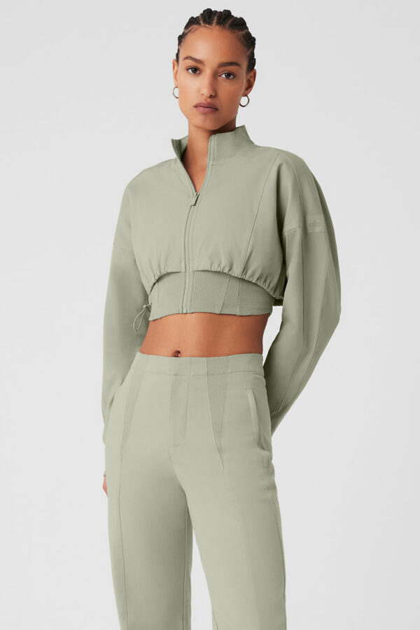 Alo Yoga | On Point Moto Jacket in Limestone Green