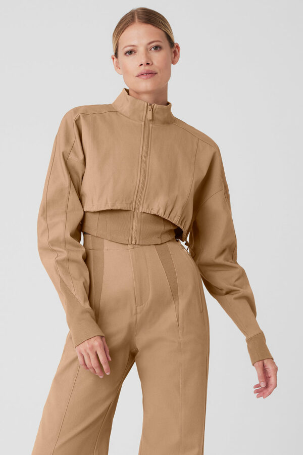 Alo Yoga | On Point Moto Jacket in Toasted Almond Beige