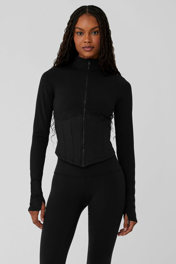 Alo Yoga | Airbrush Corset Full Zip Jacket in Black