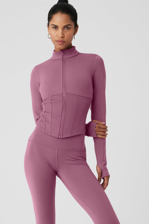 Alo Yoga | Airbrush Corset Full Zip Jacket in Soft Mulberry Purple