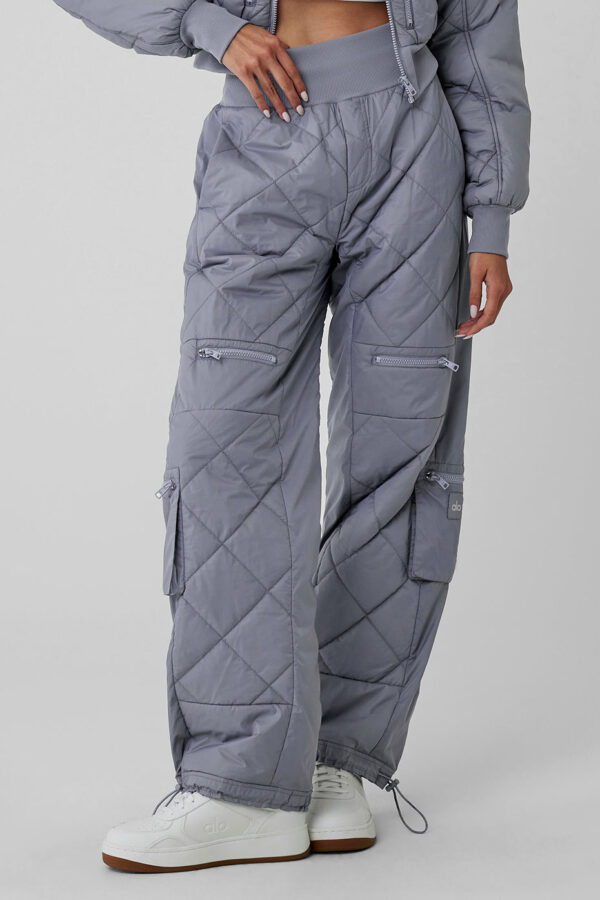 Alo Yoga | High-Waist Snowrider Puffer Pants in Fog Grey